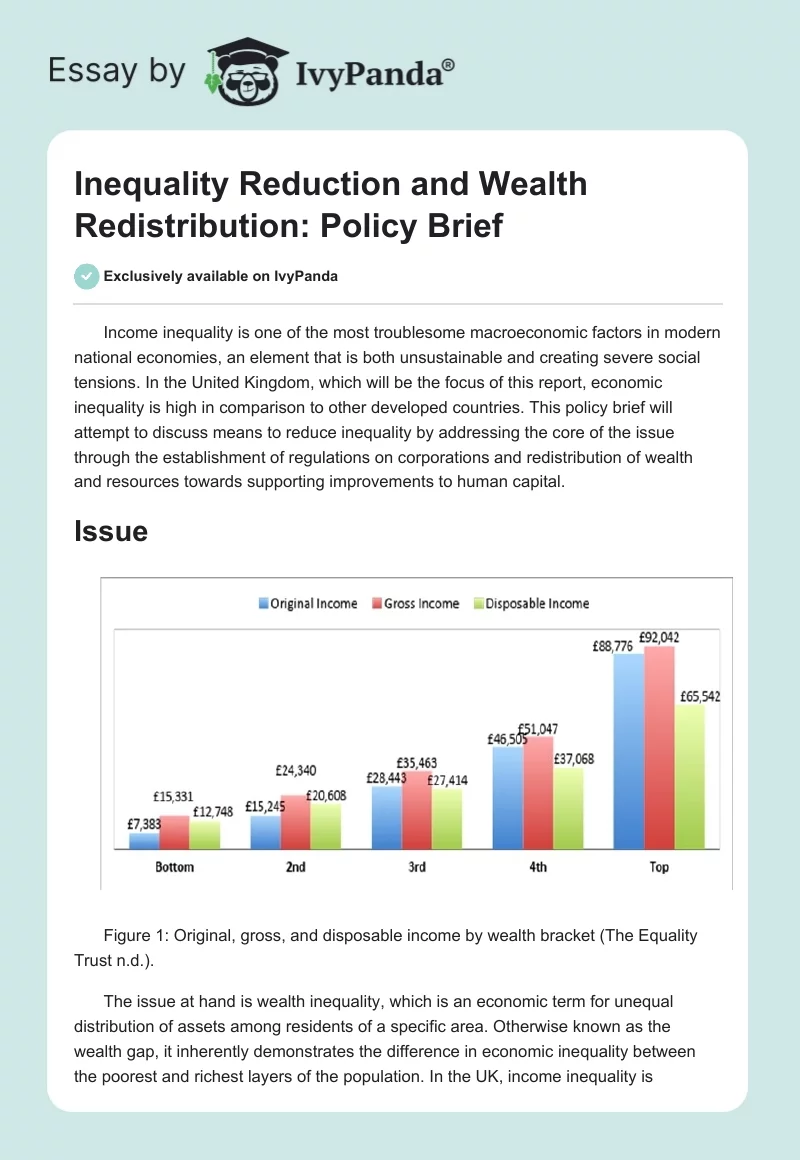 Inequality Reduction and Wealth Redistribution: Policy Brief. Page 1