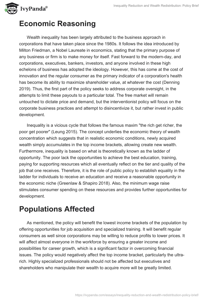 Inequality Reduction and Wealth Redistribution: Policy Brief. Page 3