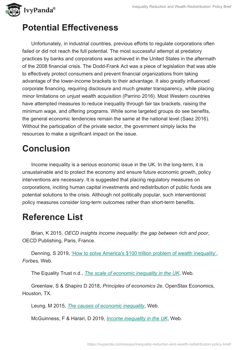 Inequality Reduction and Wealth Redistribution: Policy Brief. Page 4