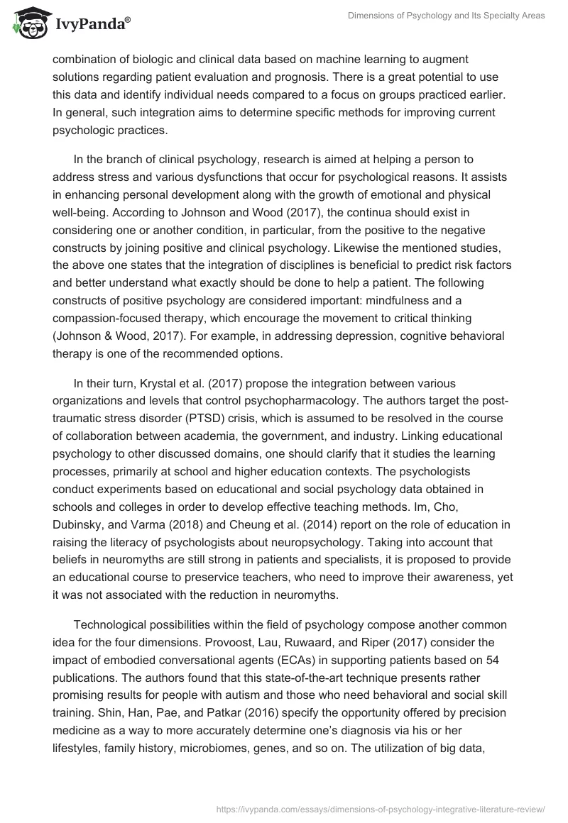 Dimensions of Psychology and Its Specialty Areas. Page 4