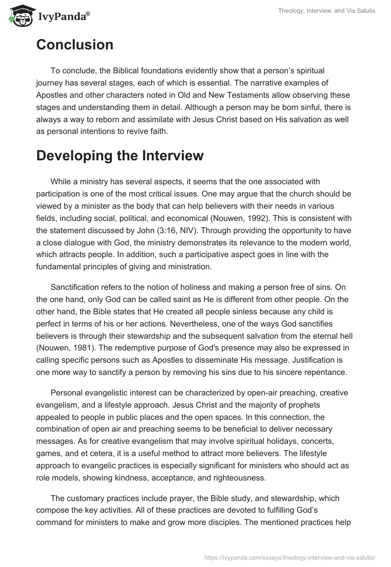 Theology, Interview, and Via Salutis. Page 2