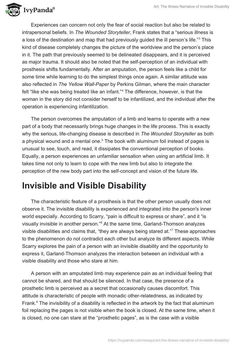 Art: The Illness Narrative of Invisible Disability. Page 2