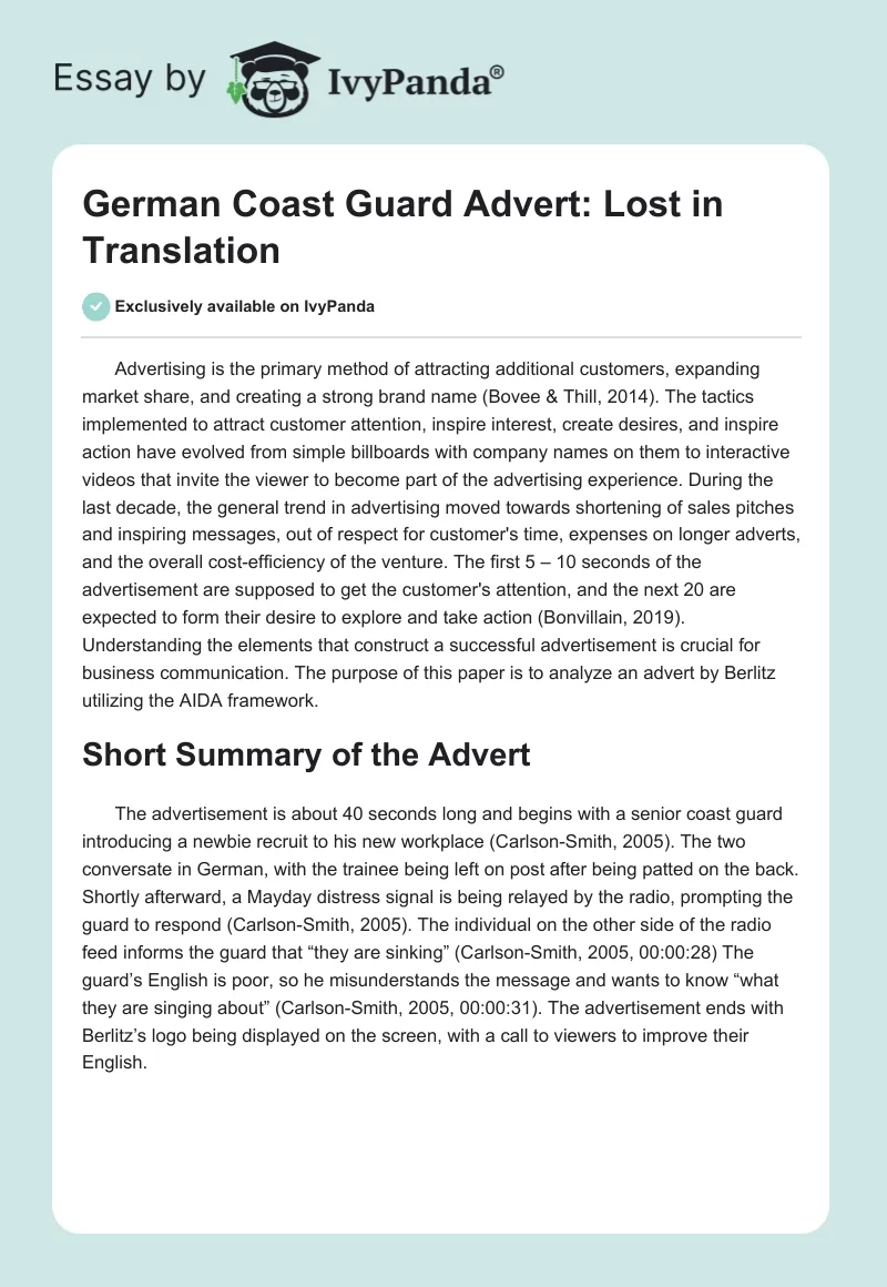 German Coast Guard Advert: Lost in Translation. Page 1