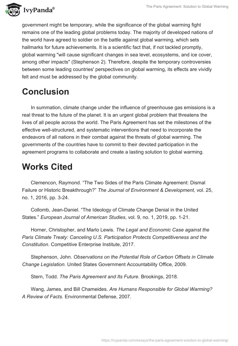 The Paris Agreement: Solution to Global Warming. Page 4