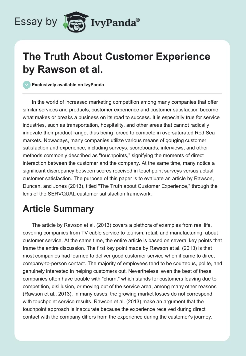 The Truth About Customer Experience by Rawson et al.. Page 1