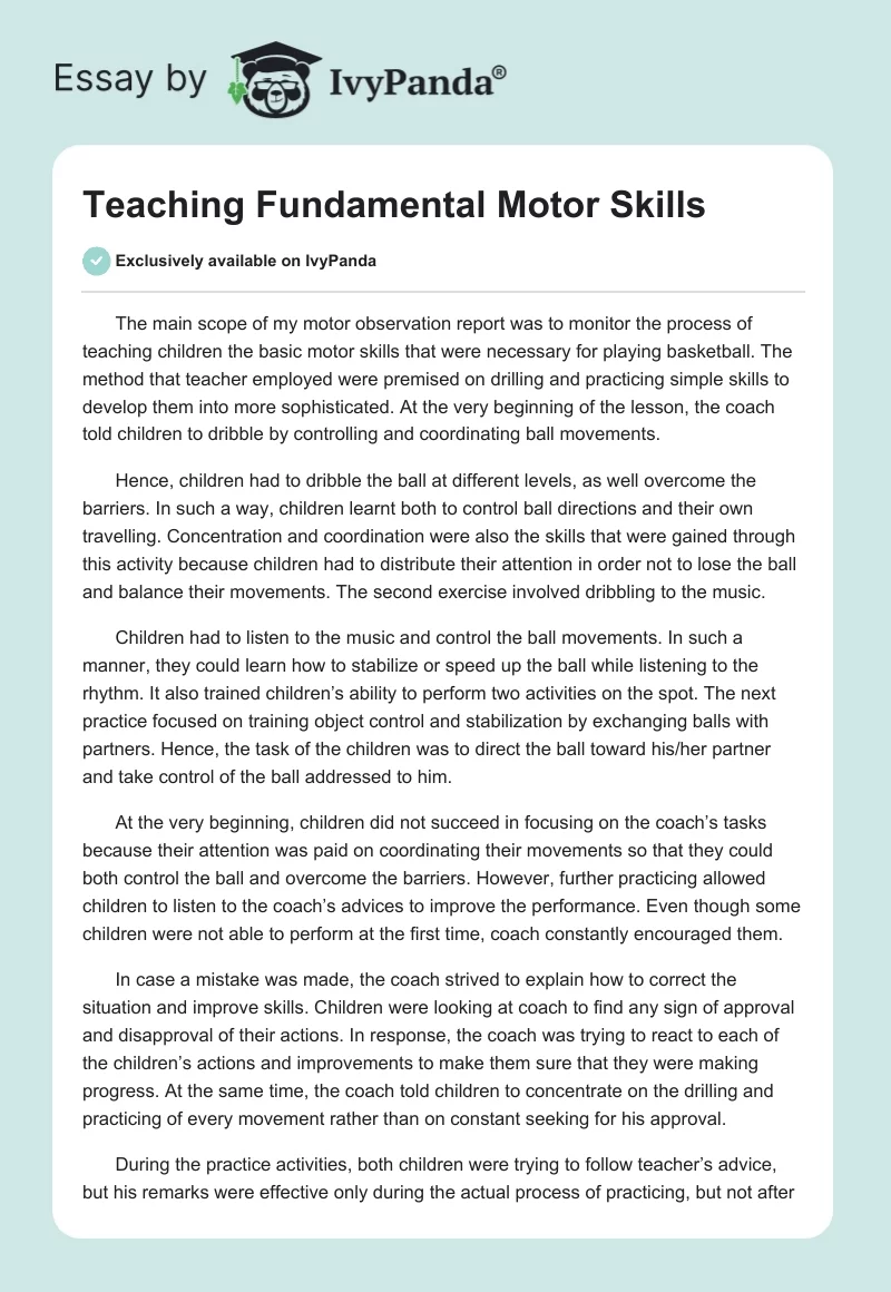 Teaching Fundamental Motor Skills. Page 1