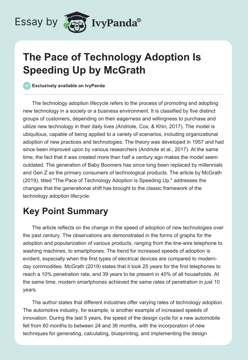 The Pace of Technology Adoption Is Speeding Up by McGrath. Page 1