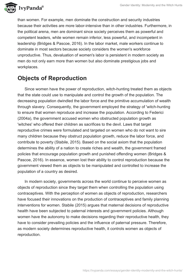 Gender Identity: Modernity and the Witch Hunts. Page 3