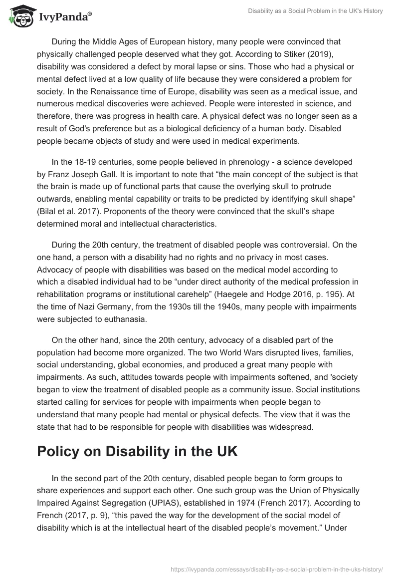 Disability as a Social Problem in the UK's History. Page 2