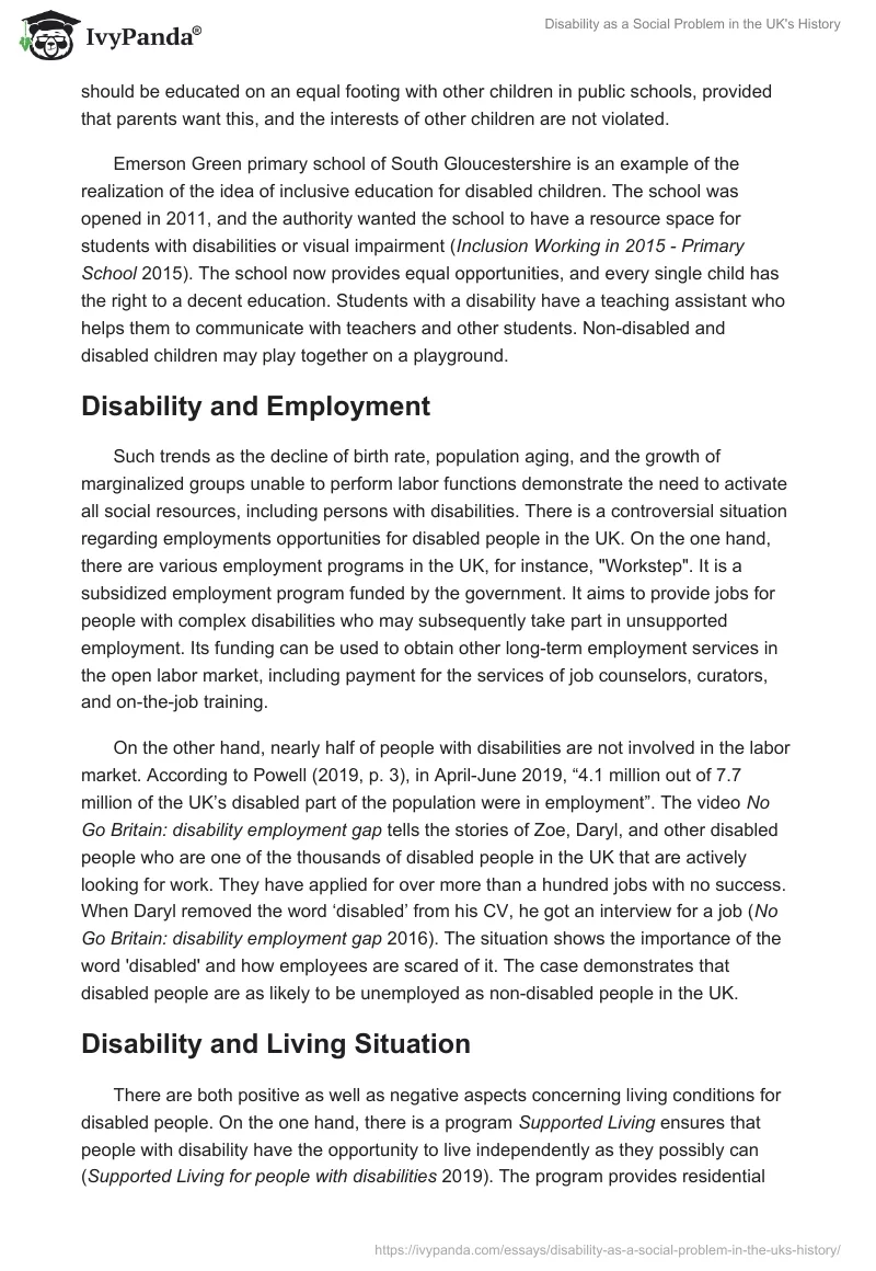 Disability as a Social Problem in the UK's History. Page 4