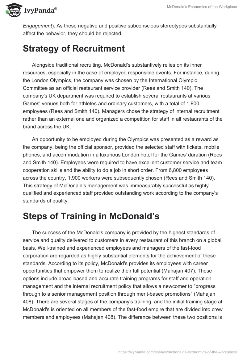 McDonald’s Economics of the Workplace. Page 3