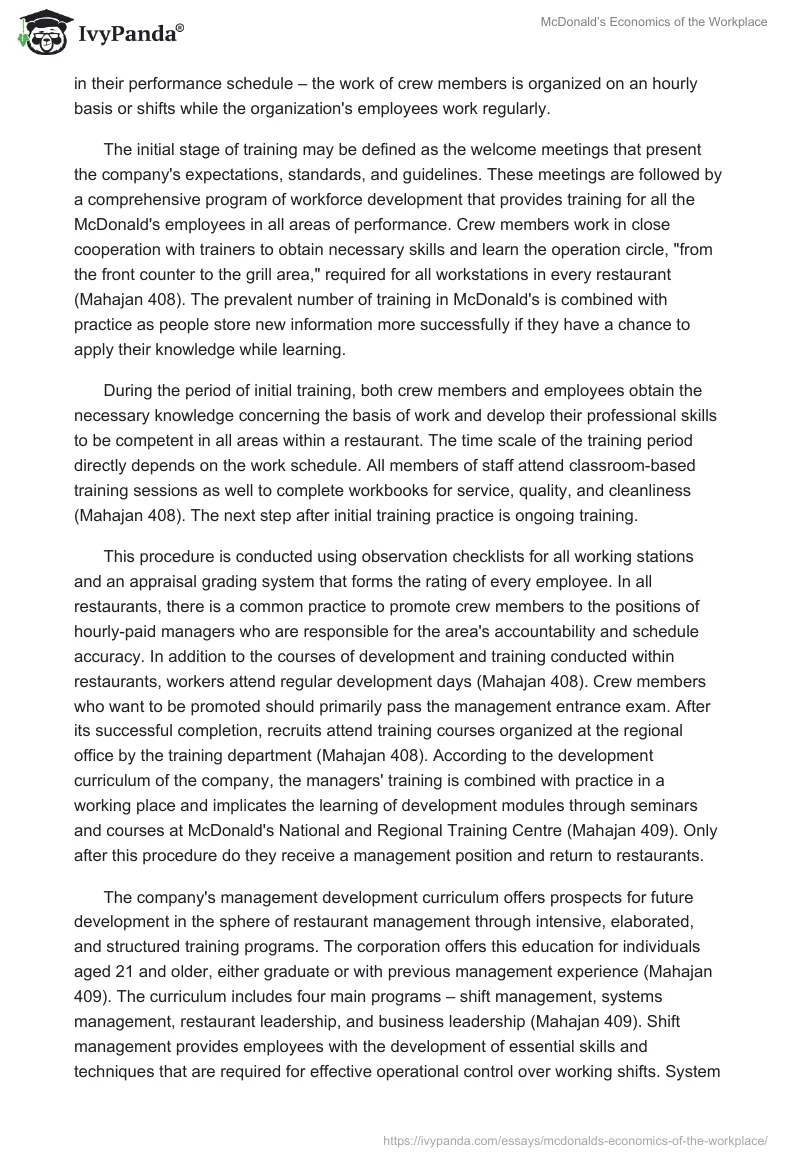 McDonald’s Economics of the Workplace. Page 4