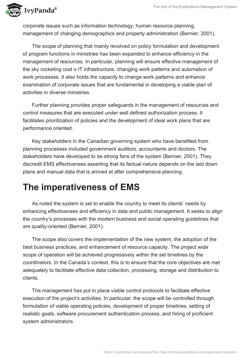 The role of the Expenditure Management System. Page 3
