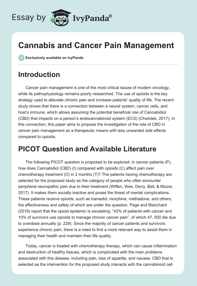 Cannabis and Cancer Pain Management. Page 1
