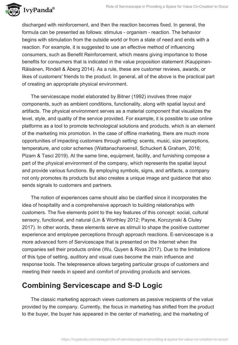 Role of Servicescape in Providing a Space for Value Co-Creation to Occur. Page 4