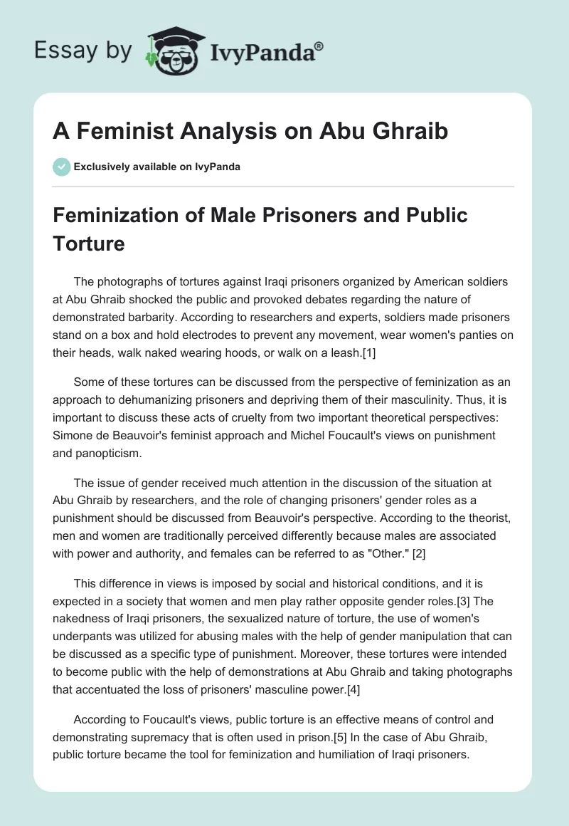 A Feminist Analysis on Abu Ghraib. Page 1