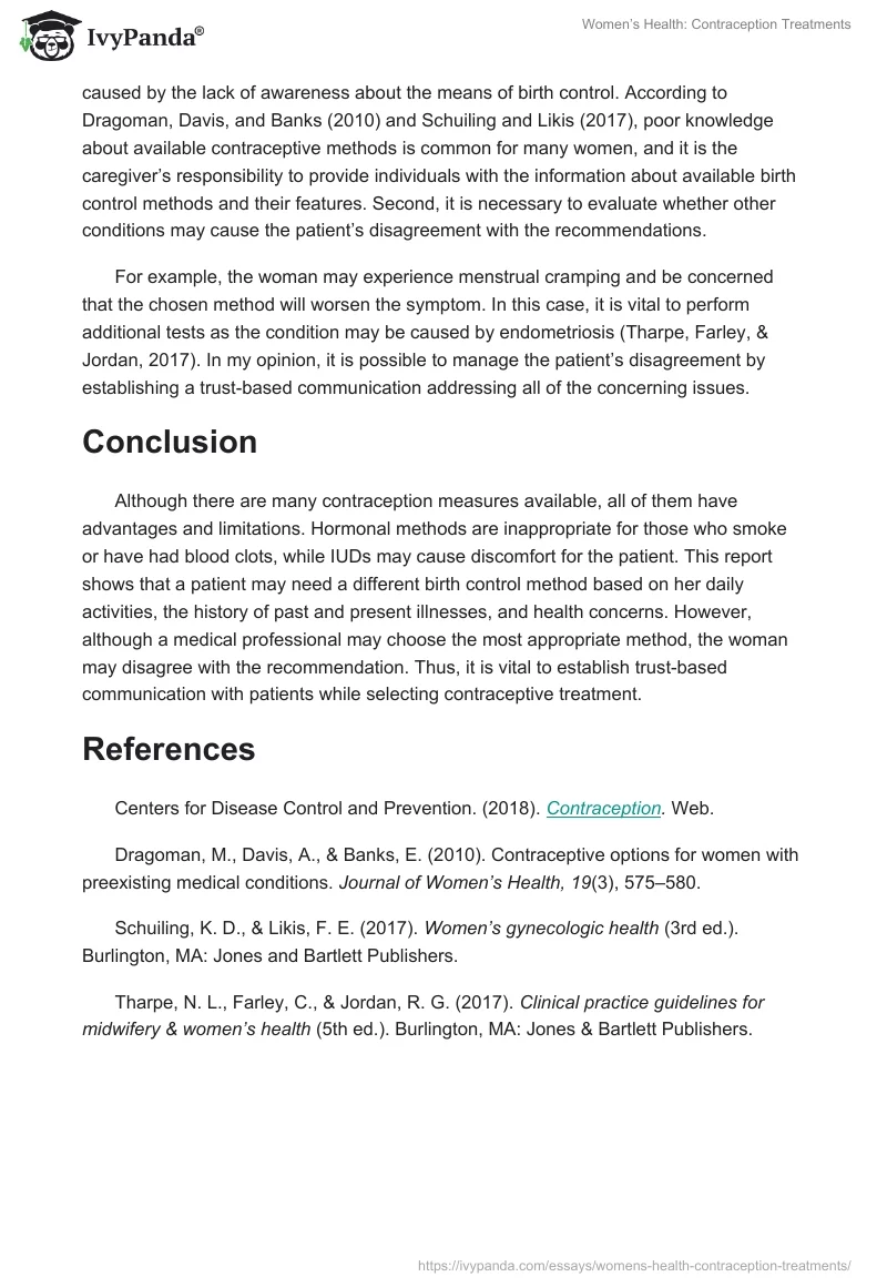 Women’s Health: Contraception Treatments. Page 2