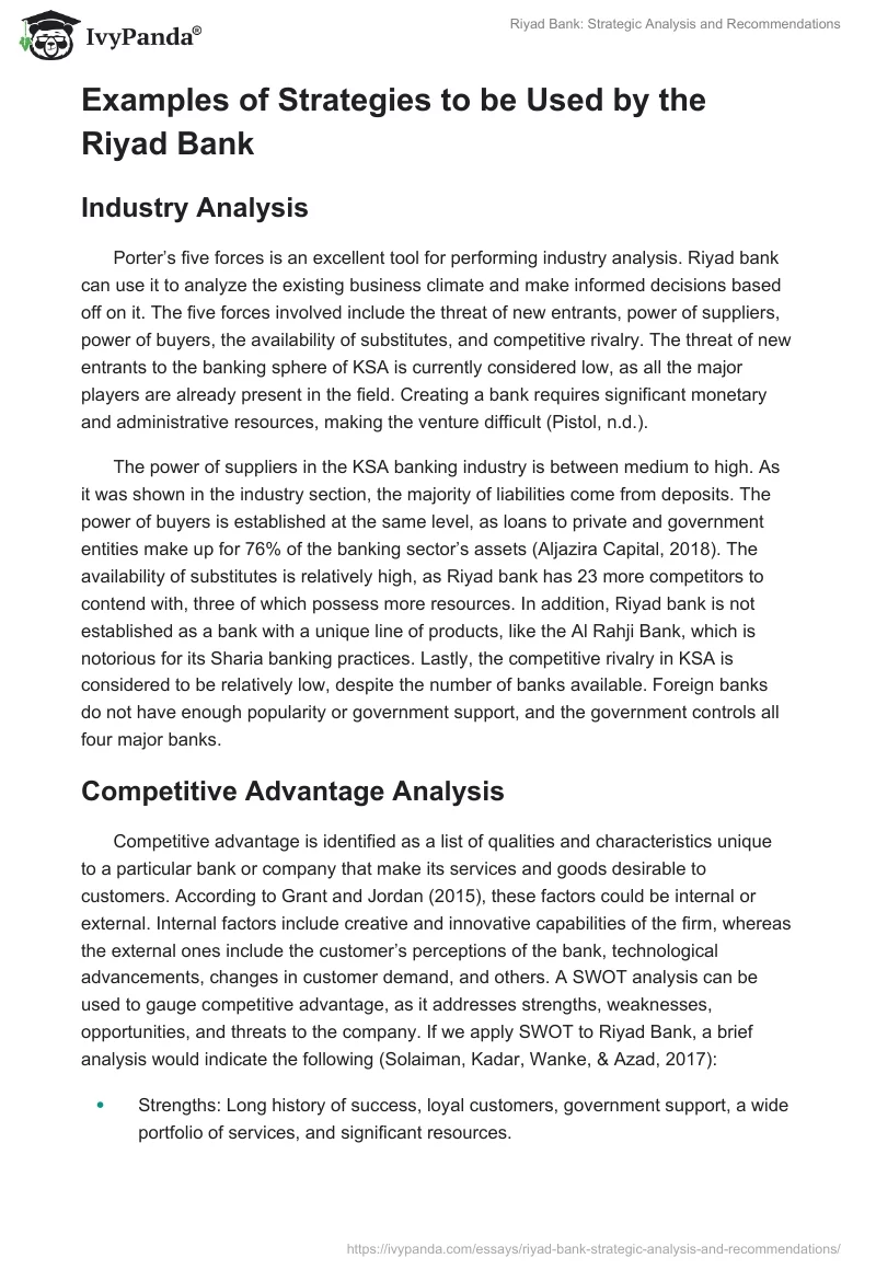Riyad Bank: Strategic Analysis and Recommendations. Page 5