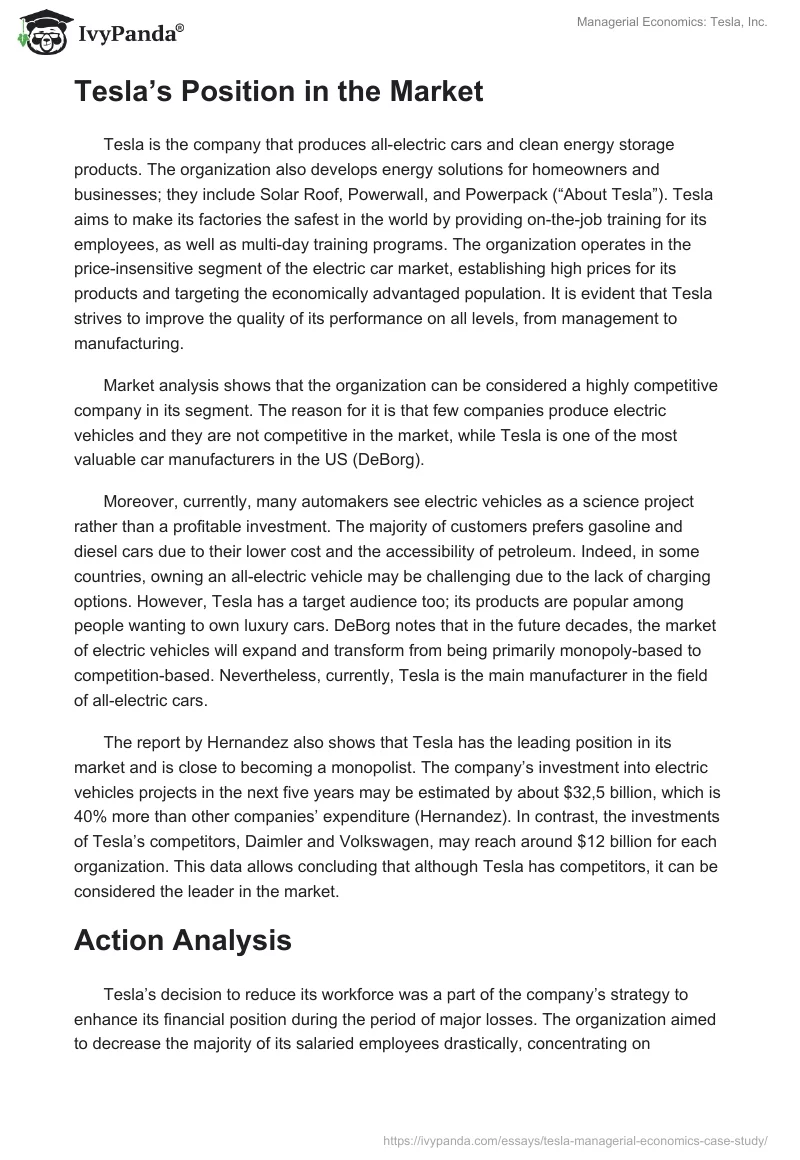 Managerial Economics: Tesla, Inc.. Page 2