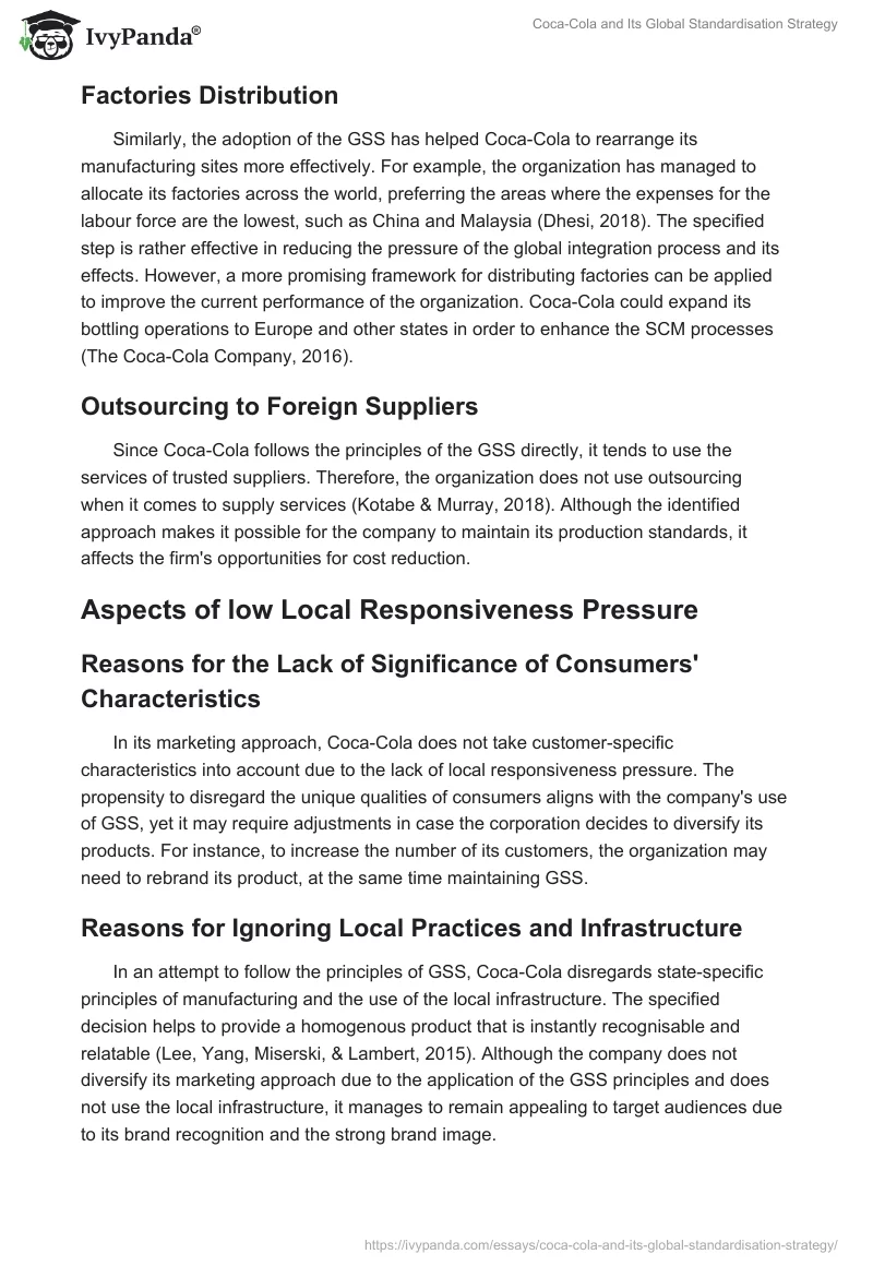 Coca-Cola and Its Global Standardisation Strategy. Page 2