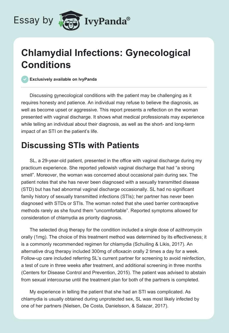 Chlamydial Infections: Gynecological Conditions. Page 1