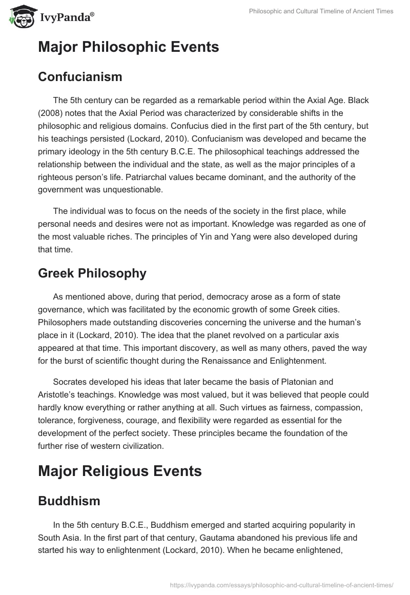 Philosophic and Cultural Timeline of Ancient Times. Page 2