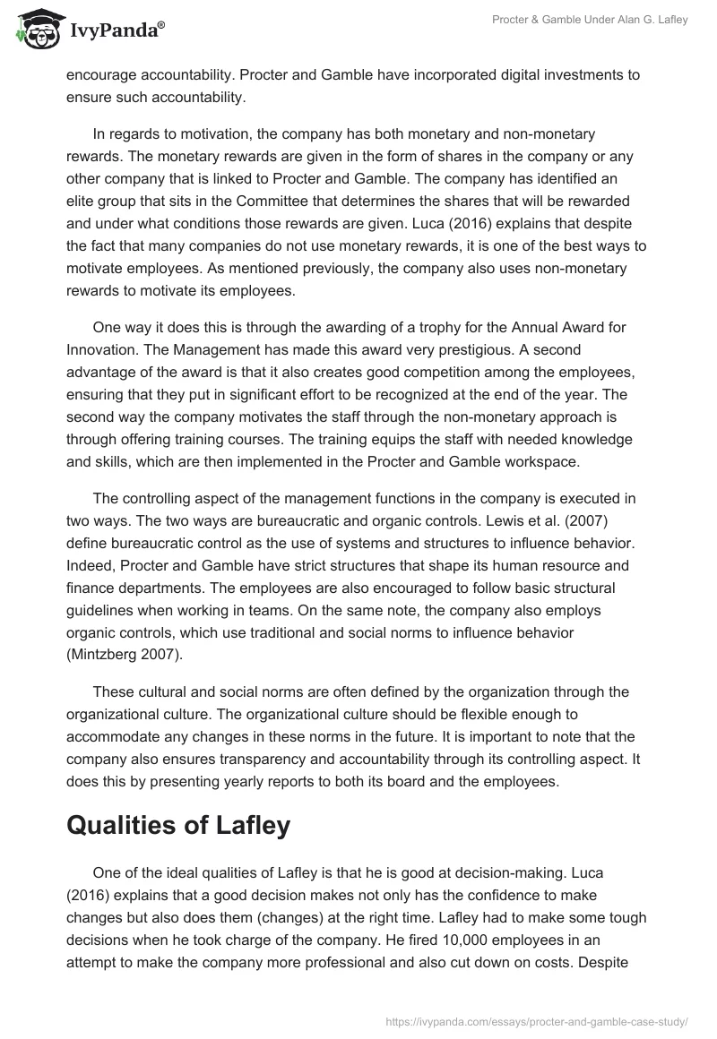 Procter & Gamble Under Alan G. Lafley. Page 3
