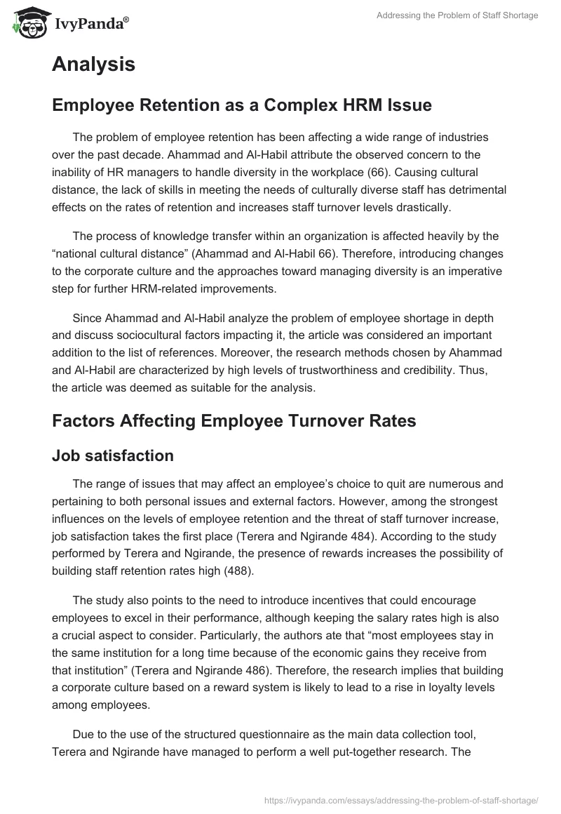 Addressing the Problem of Staff Shortage. Page 2