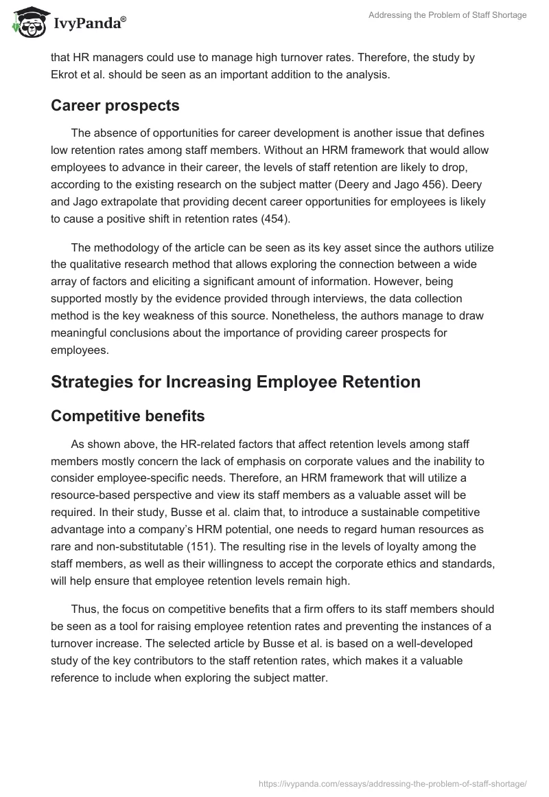 Addressing the Problem of Staff Shortage. Page 4