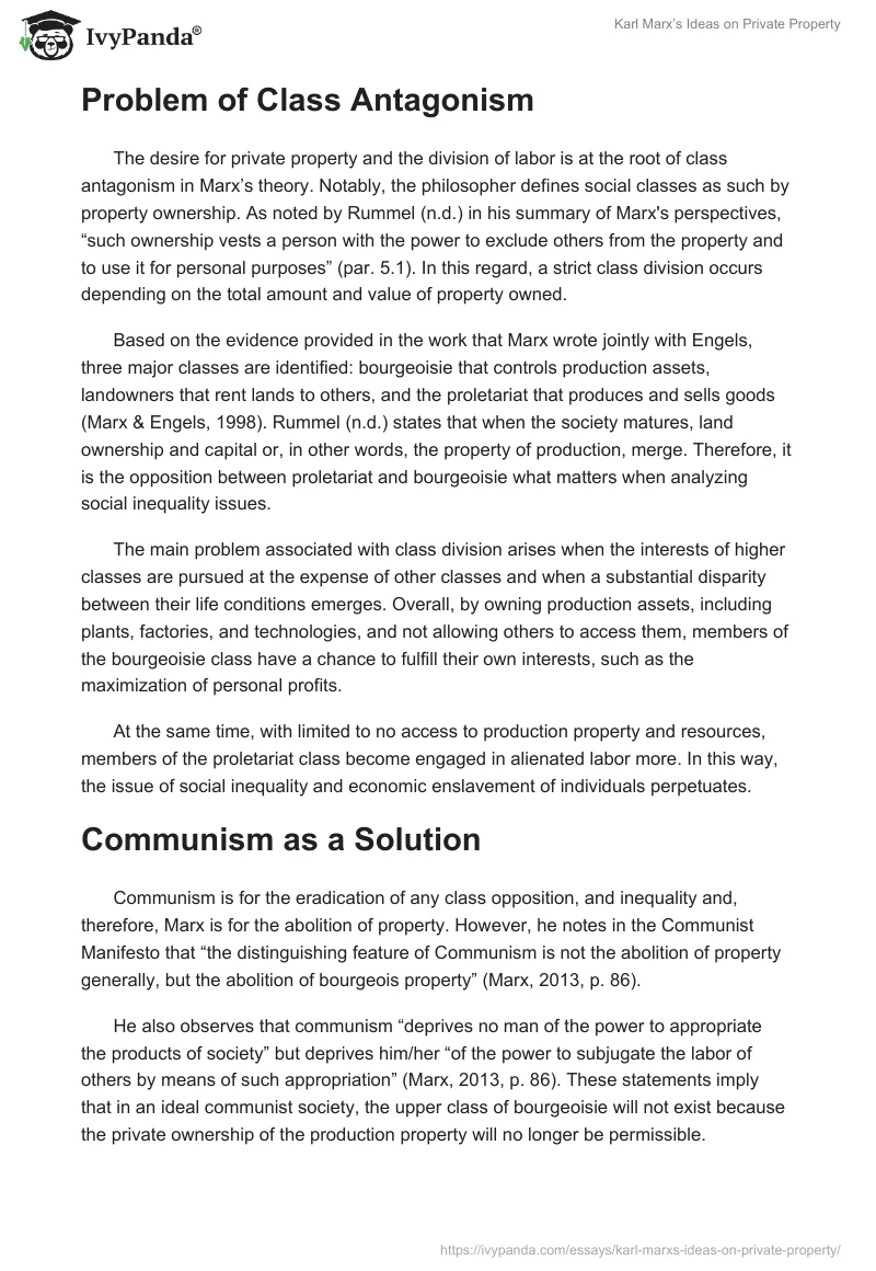 Karl Marx’s Ideas on Private Property. Page 2