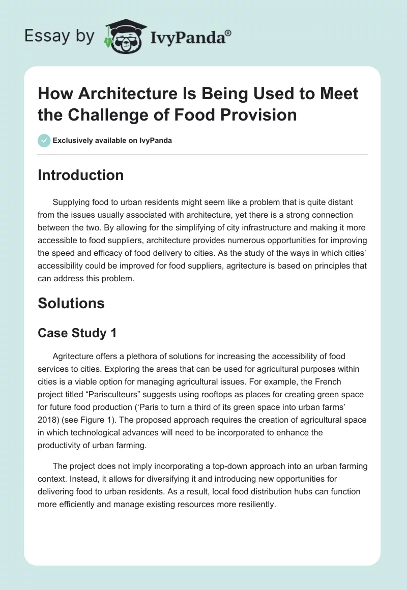 How Architecture Is Being Used to Meet the Challenge of Food Provision. Page 1