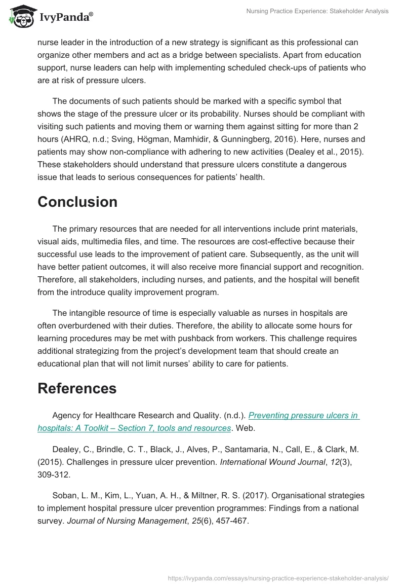 Nursing Practice Experience: Stakeholder Analysis. Page 2