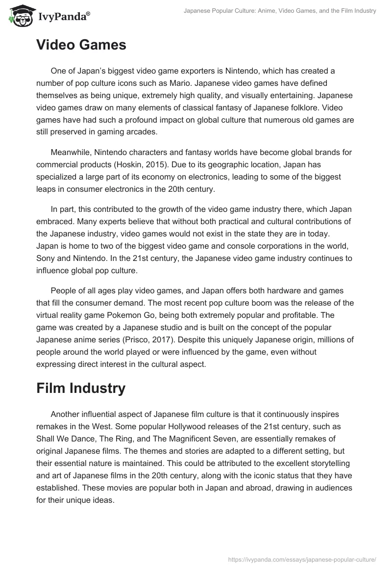 Japanese Popular Culture: Anime, Video Games, and the Film Industry. Page 2