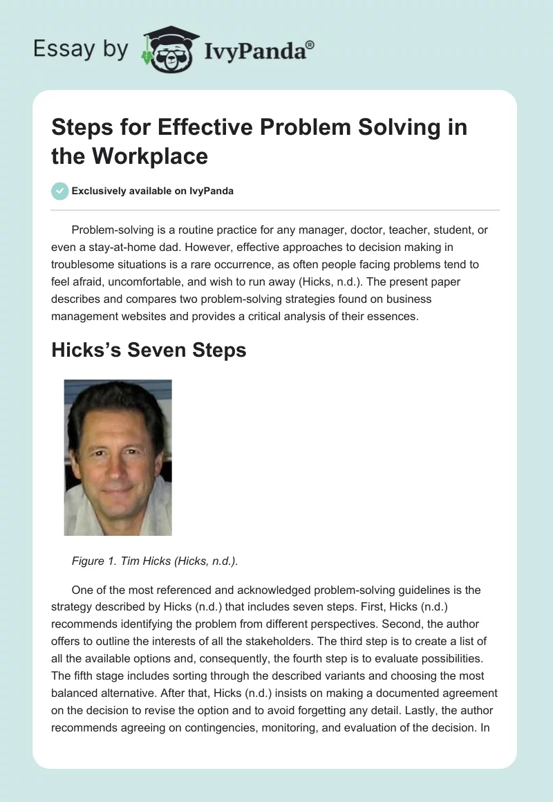 Steps for Effective Problem Solving in the Workplace. Page 1