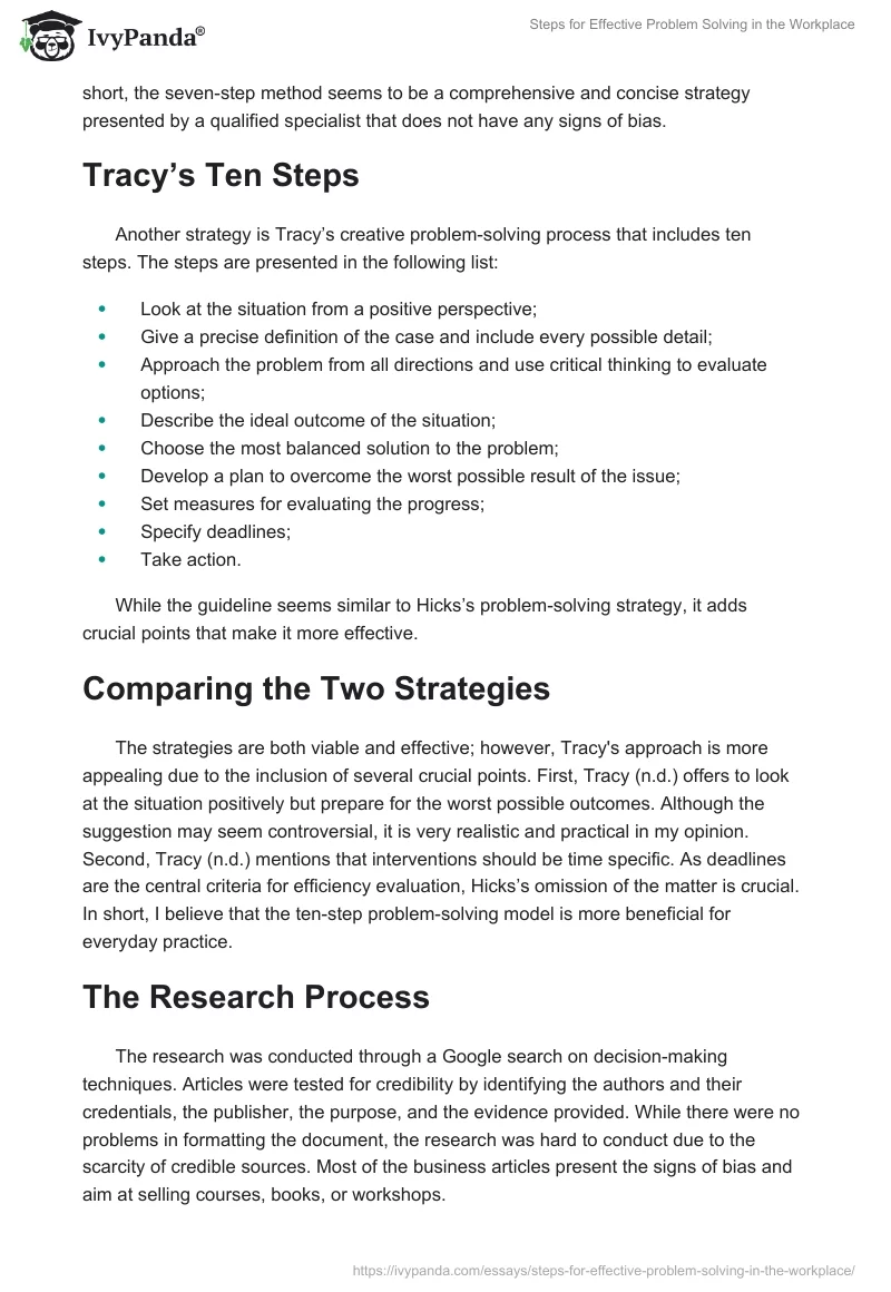 Steps for Effective Problem Solving in the Workplace. Page 2