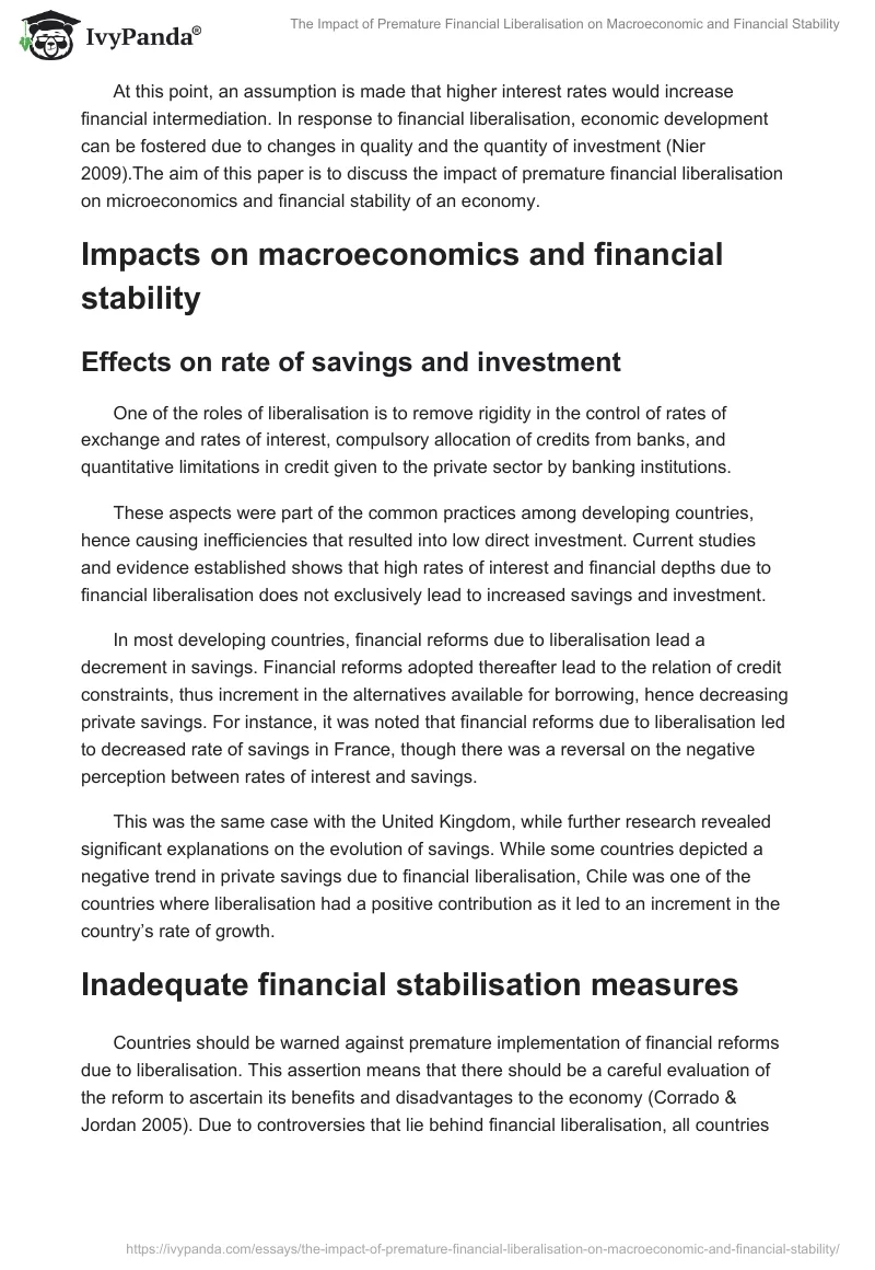 The Impact of Premature Financial Liberalisation on Macroeconomic and Financial Stability. Page 2