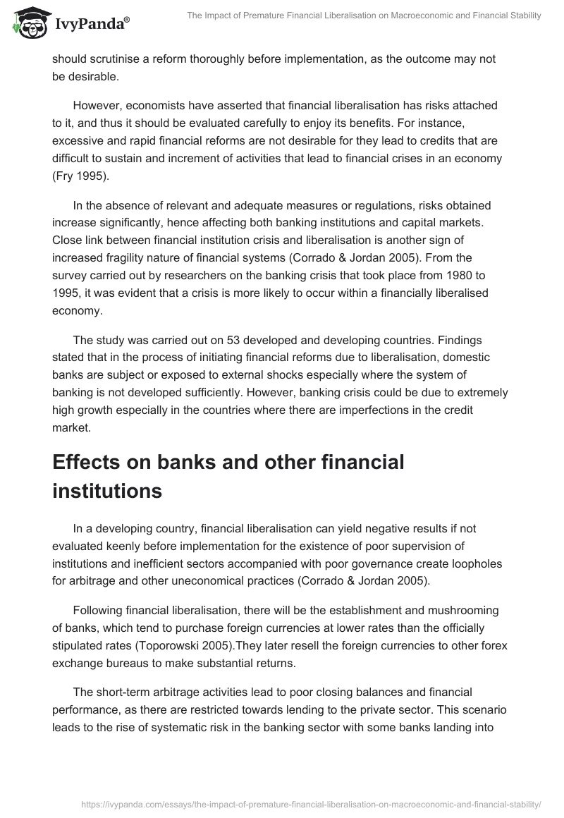 The Impact of Premature Financial Liberalisation on Macroeconomic and Financial Stability. Page 3