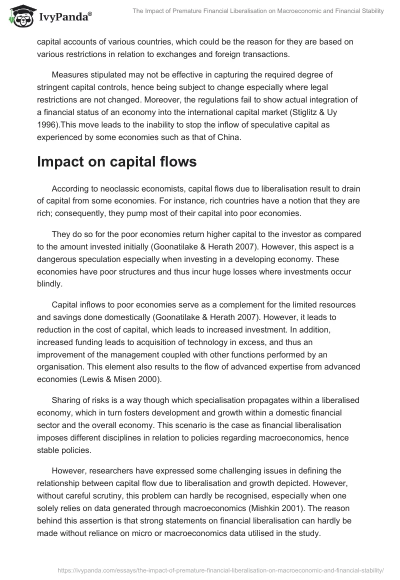 The Impact of Premature Financial Liberalisation on Macroeconomic and Financial Stability. Page 5