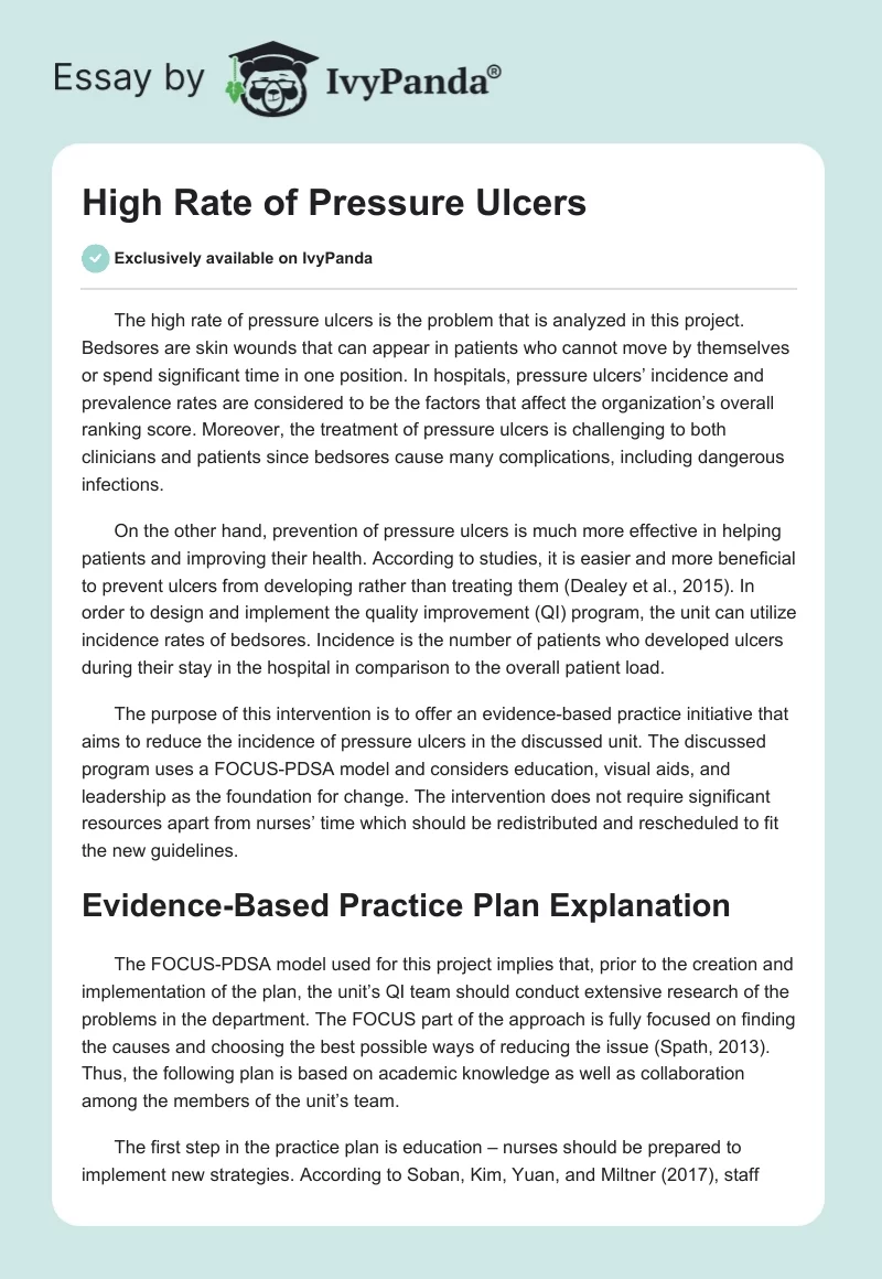 High Rate of Pressure Ulcers. Page 1