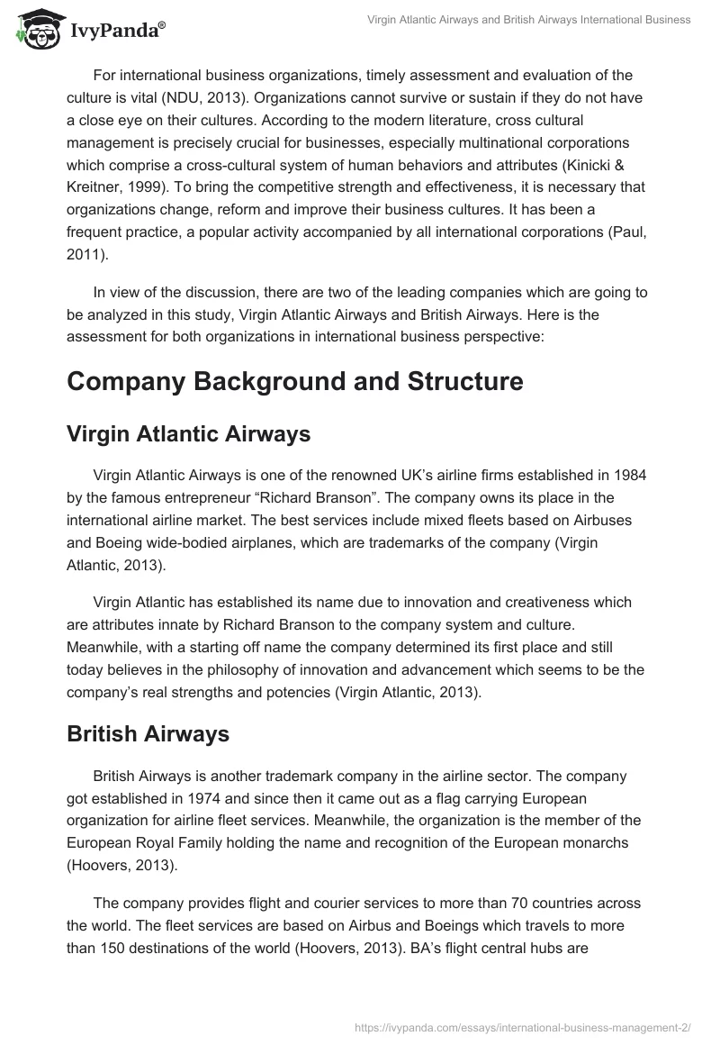 Virgin Atlantic Airways and British Airways International Business. Page 2