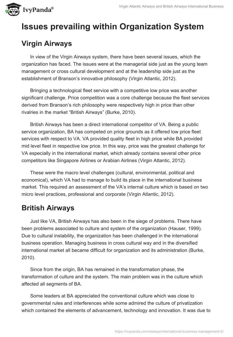 Virgin Atlantic Airways and British Airways International Business. Page 4
