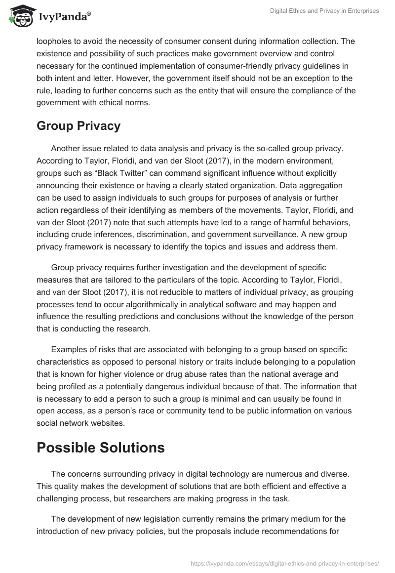 Digital Ethics and Privacy in Enterprises. Page 3