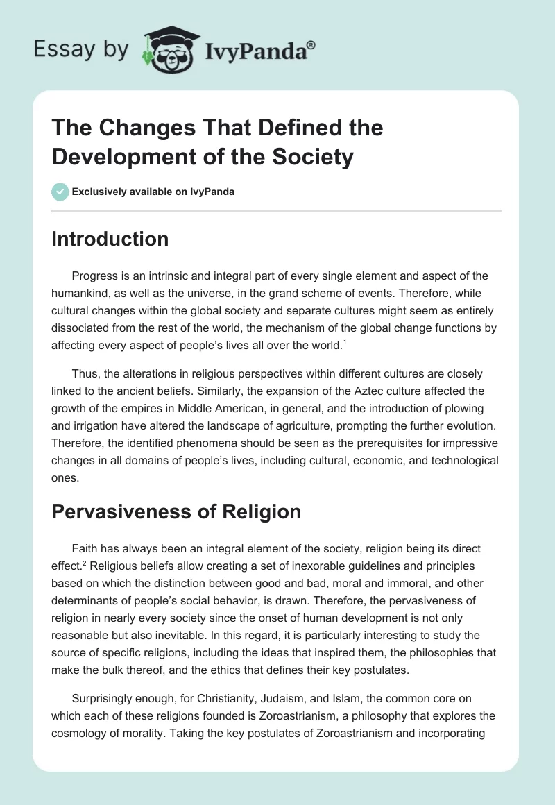The Changes That Defined the Development of the Society. Page 1