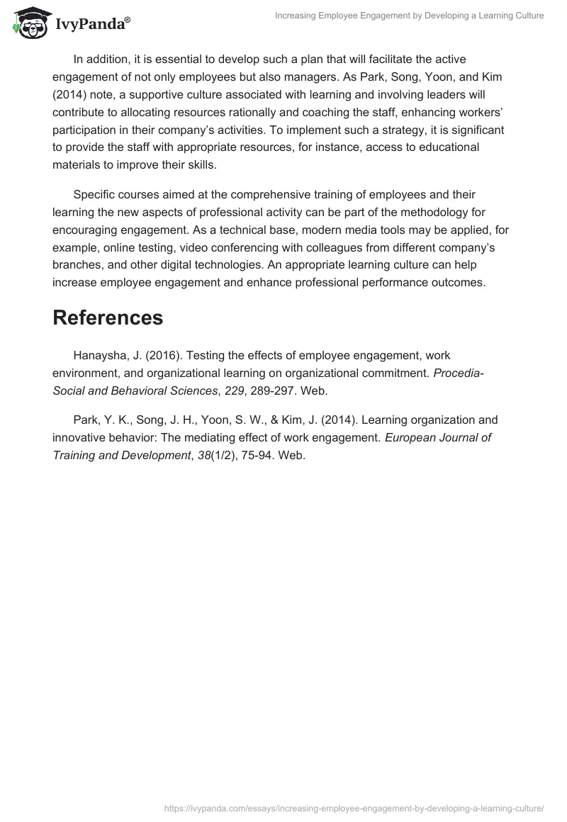 Increasing Employee Engagement by Developing a Learning Culture. Page 2