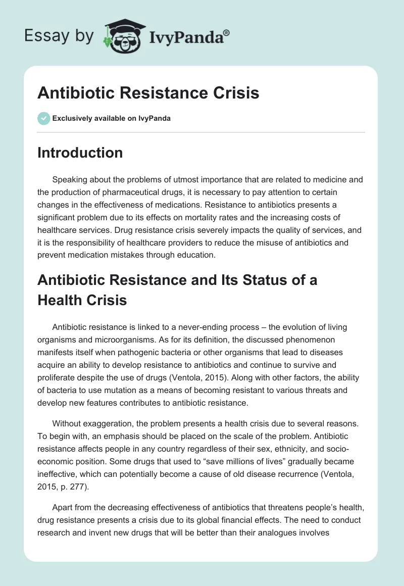 Antibiotic Resistance Crisis. Page 1