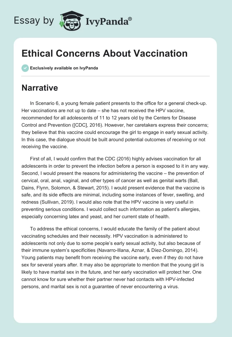 Ethical Concerns About Vaccination. Page 1
