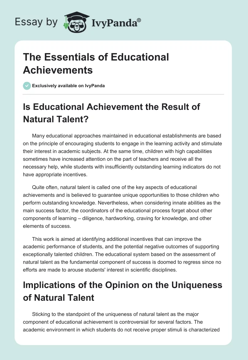 The Essentials of Educational Achievements. Page 1