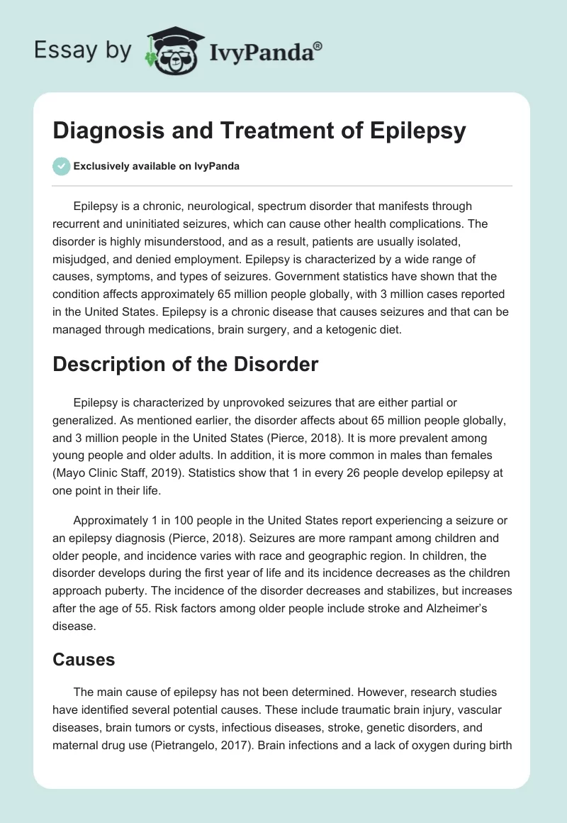Diagnosis and Treatment of Epilepsy. Page 1