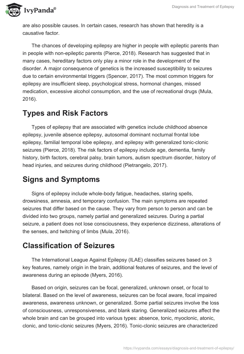 Diagnosis and Treatment of Epilepsy. Page 2