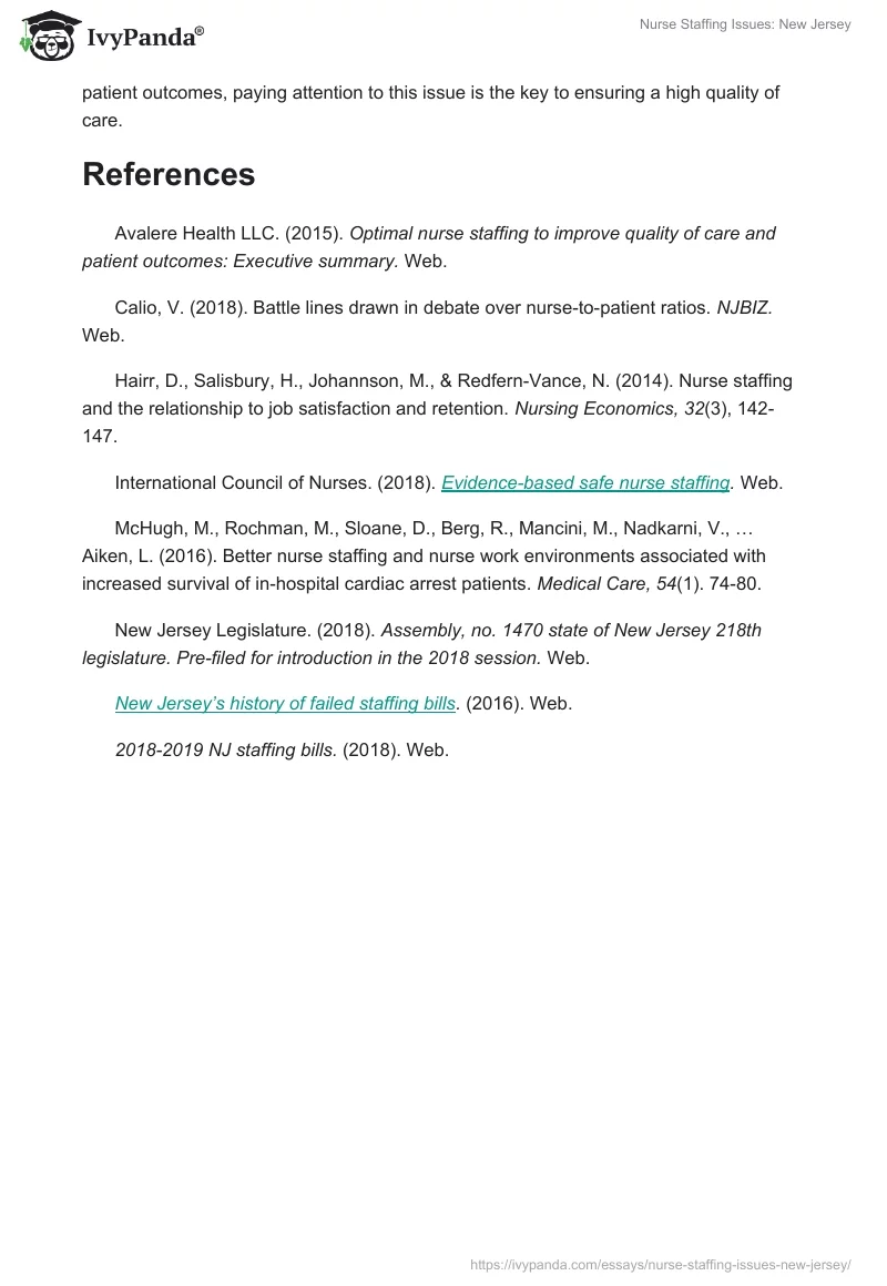 Nurse Staffing Issues: New Jersey. Page 5